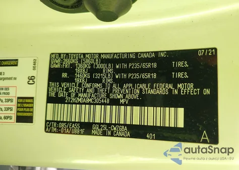 2021 Lexus Rx 350 из США, поврежденный, VIN 2T2HZMDA8MC305448